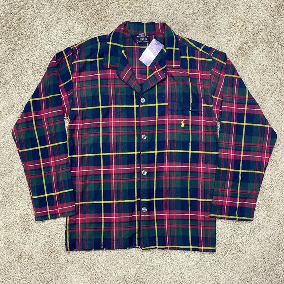 Polo Ralph Lauren Plaid Long Sleeve Flannel Button Pajama Top Men’s Size Large
